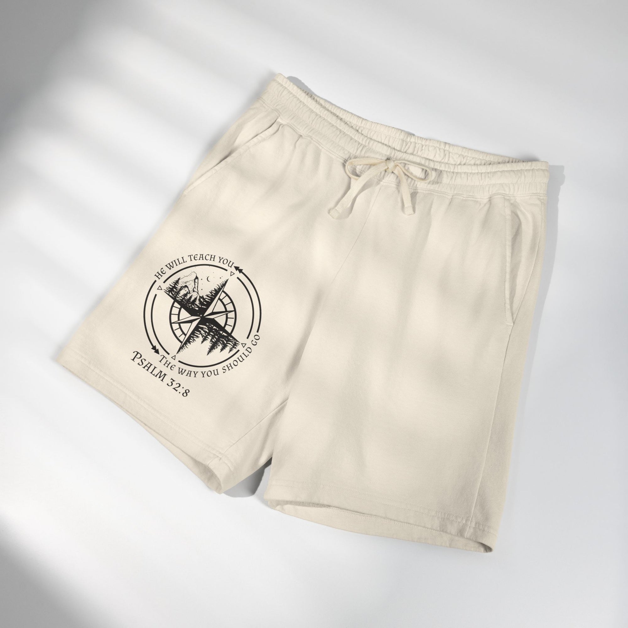 Psalm 32:8 Compass Sweat Shorts — Lightweight Fleece