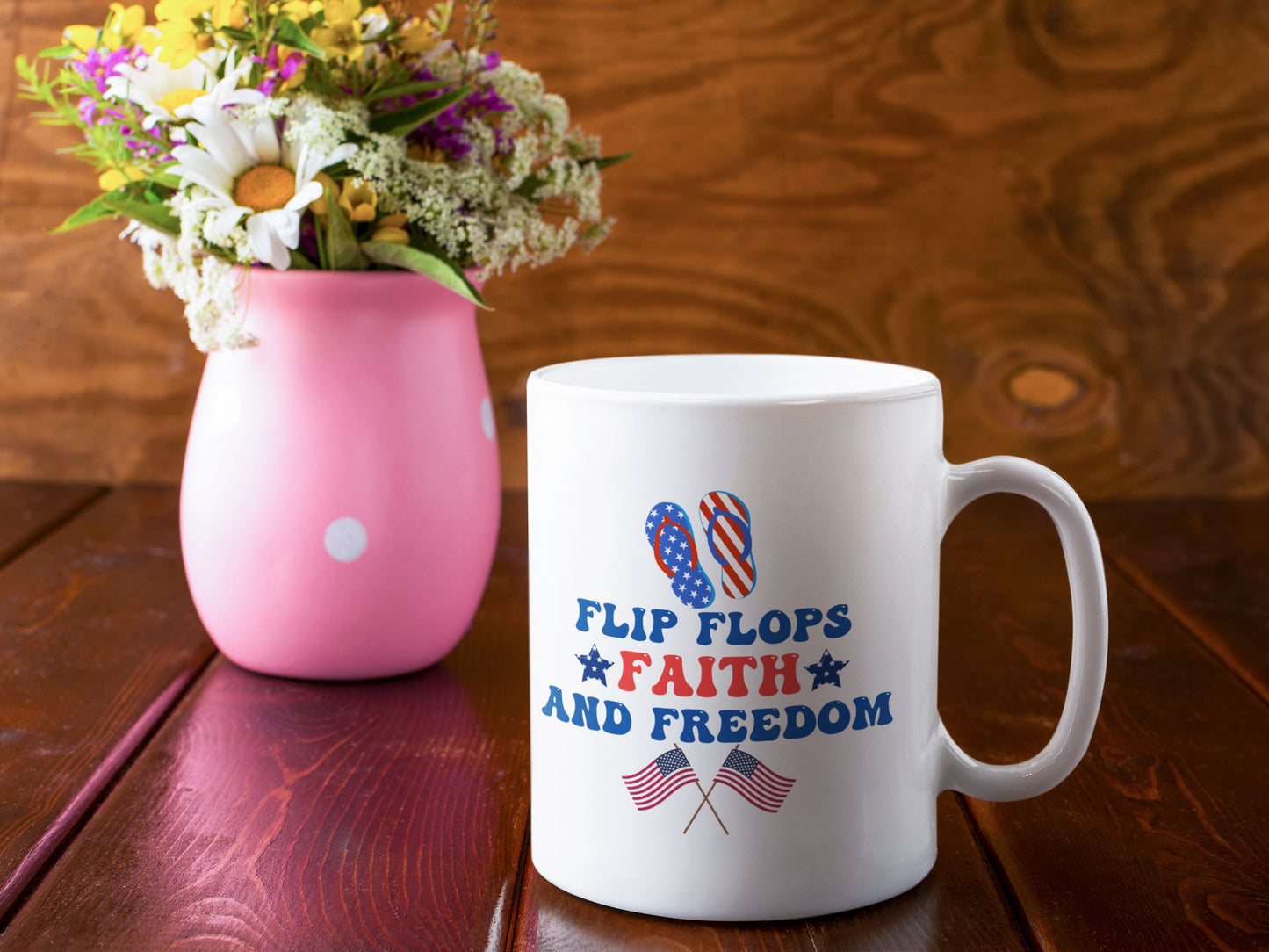 Flip Flops Faith And Freedom 11oz Mug