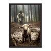 Jesus Running After A Lost Lamb, FRAMED Wall Art Canvas