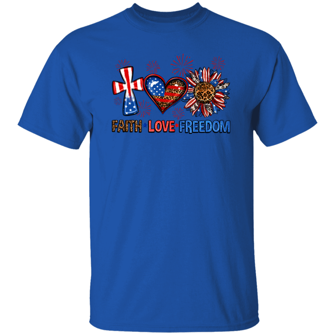 Faith Love Freedom Fireworks T-Shirt