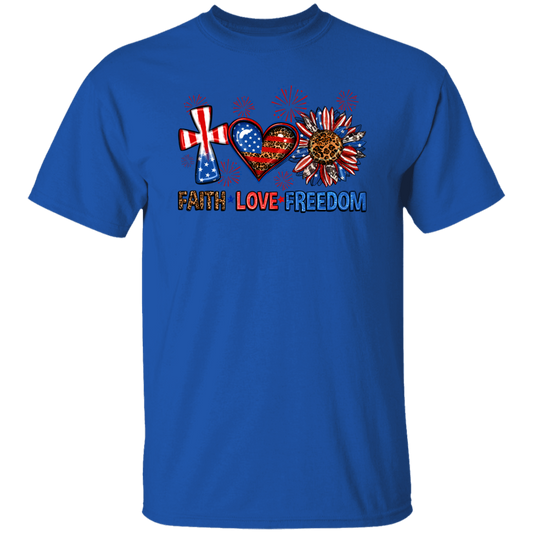 Faith Love Freedom Fireworks T-Shirt