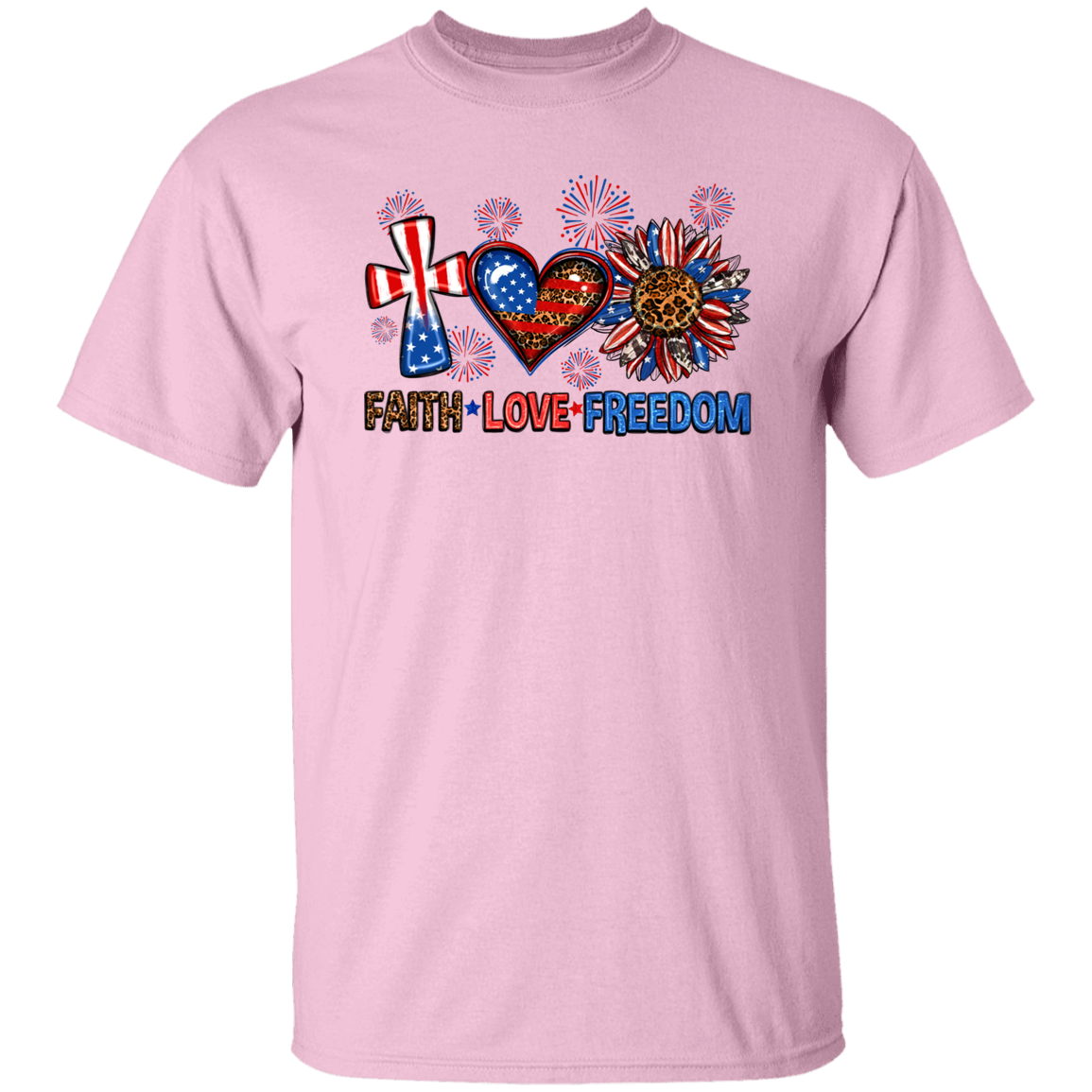 Faith Love Freedom Fireworks T-Shirt