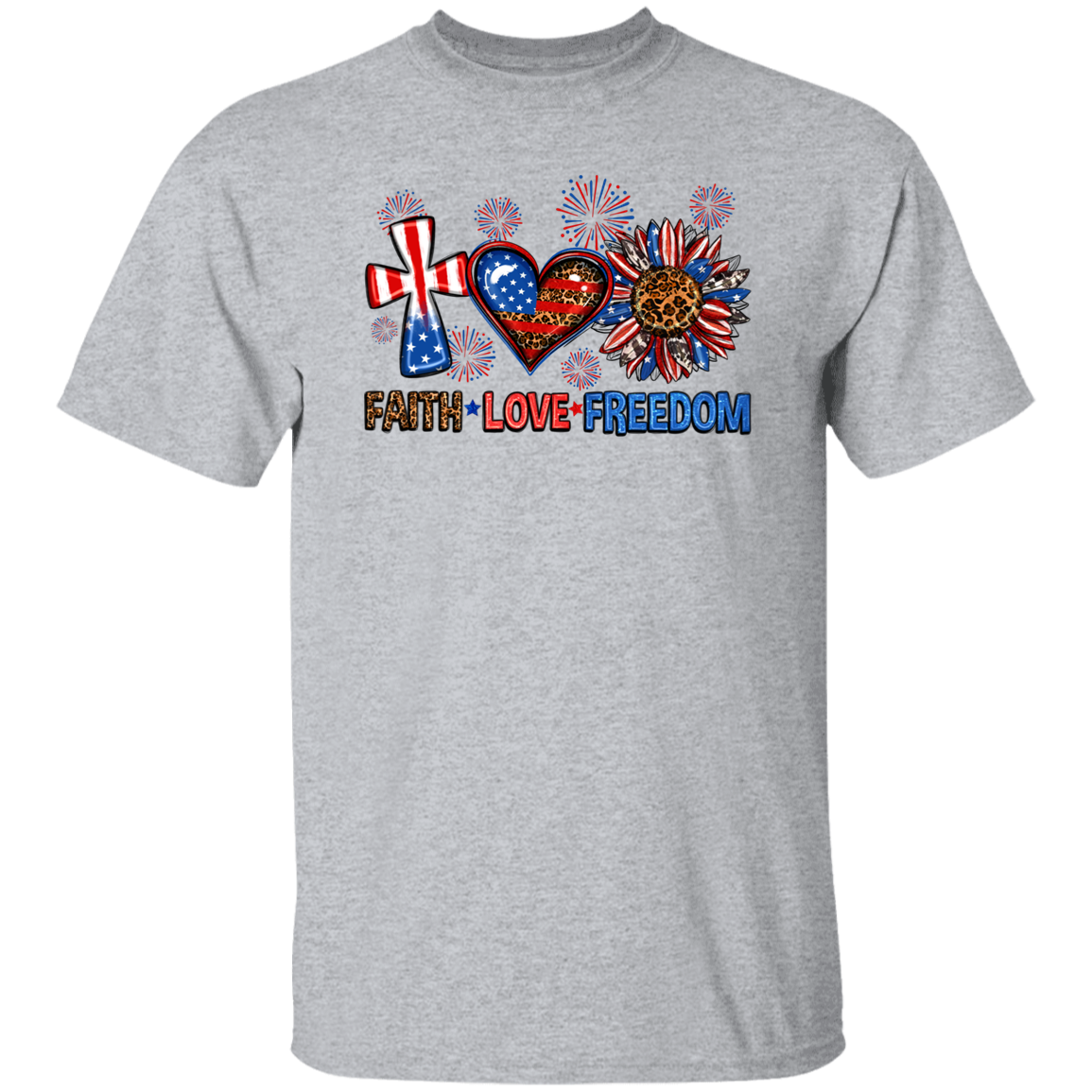 Faith Love Freedom Fireworks T-Shirt