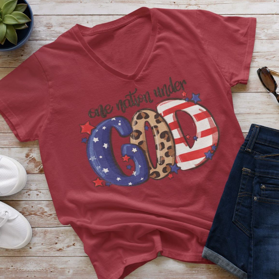 One Nation Under God V-Neck