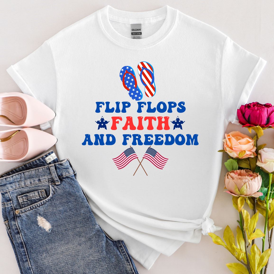 Flip Flops, Faith And Freedom T-Shirt