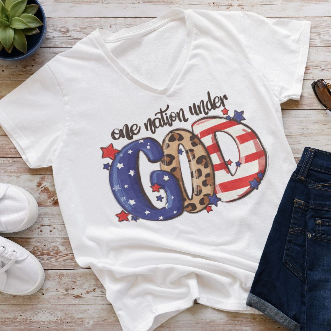 One Nation Under God V-Neck