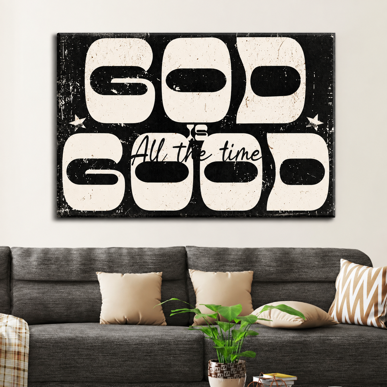 God Is Good All the Time – Vintage Christian Canvas Wall Art