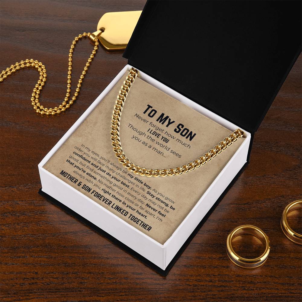 To My Son | Mother & Son Forever Linked Together | Cuban Link Chain