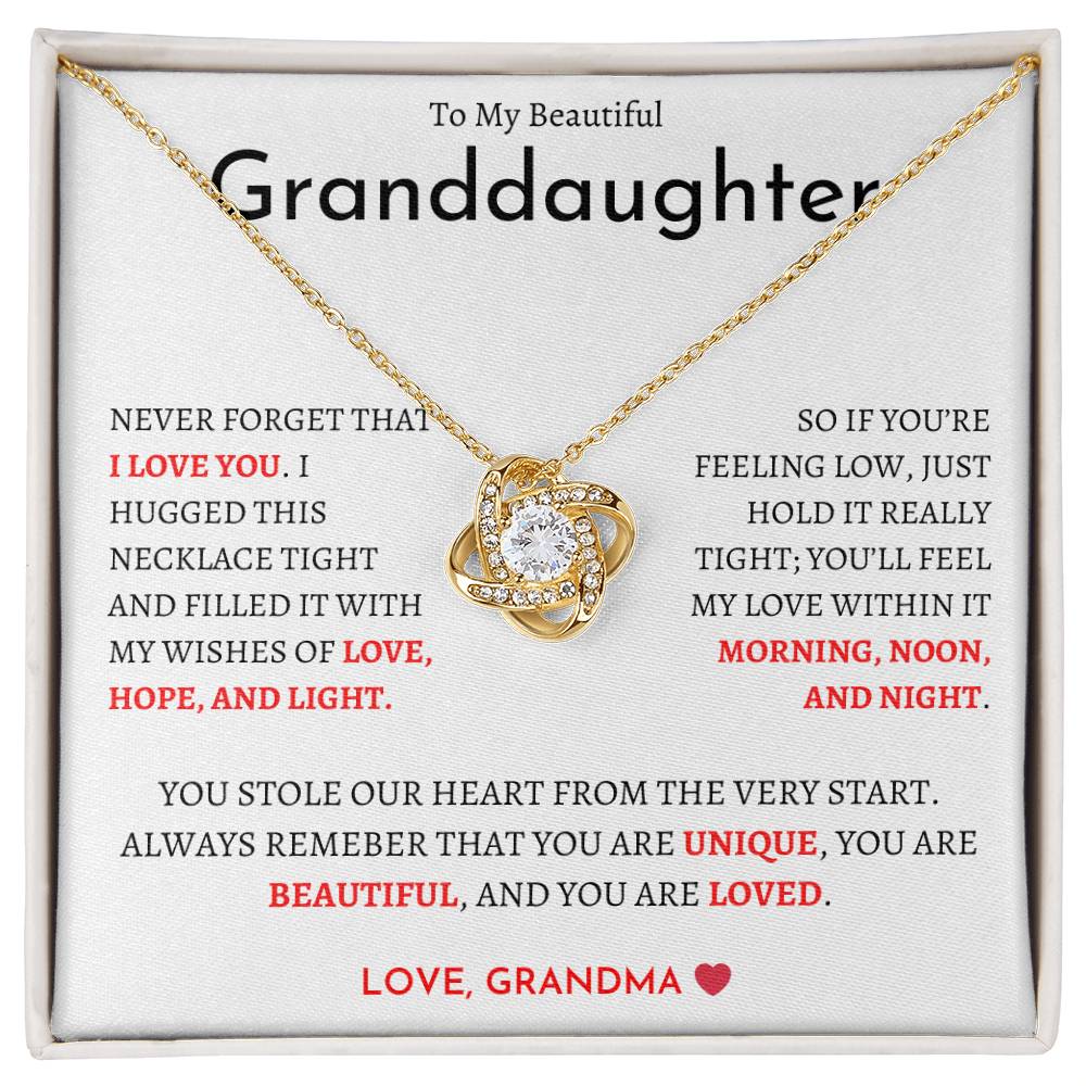 To My Granddaughter | You Are Loved | Love Knot Necklace