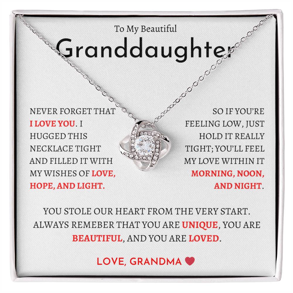 To My Granddaughter | You Are Loved | Love Knot Necklace