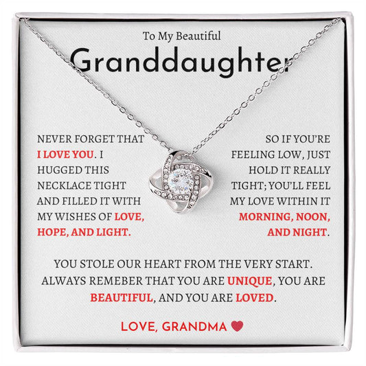 To My Granddaughter | You Are Loved | Love Knot Necklace