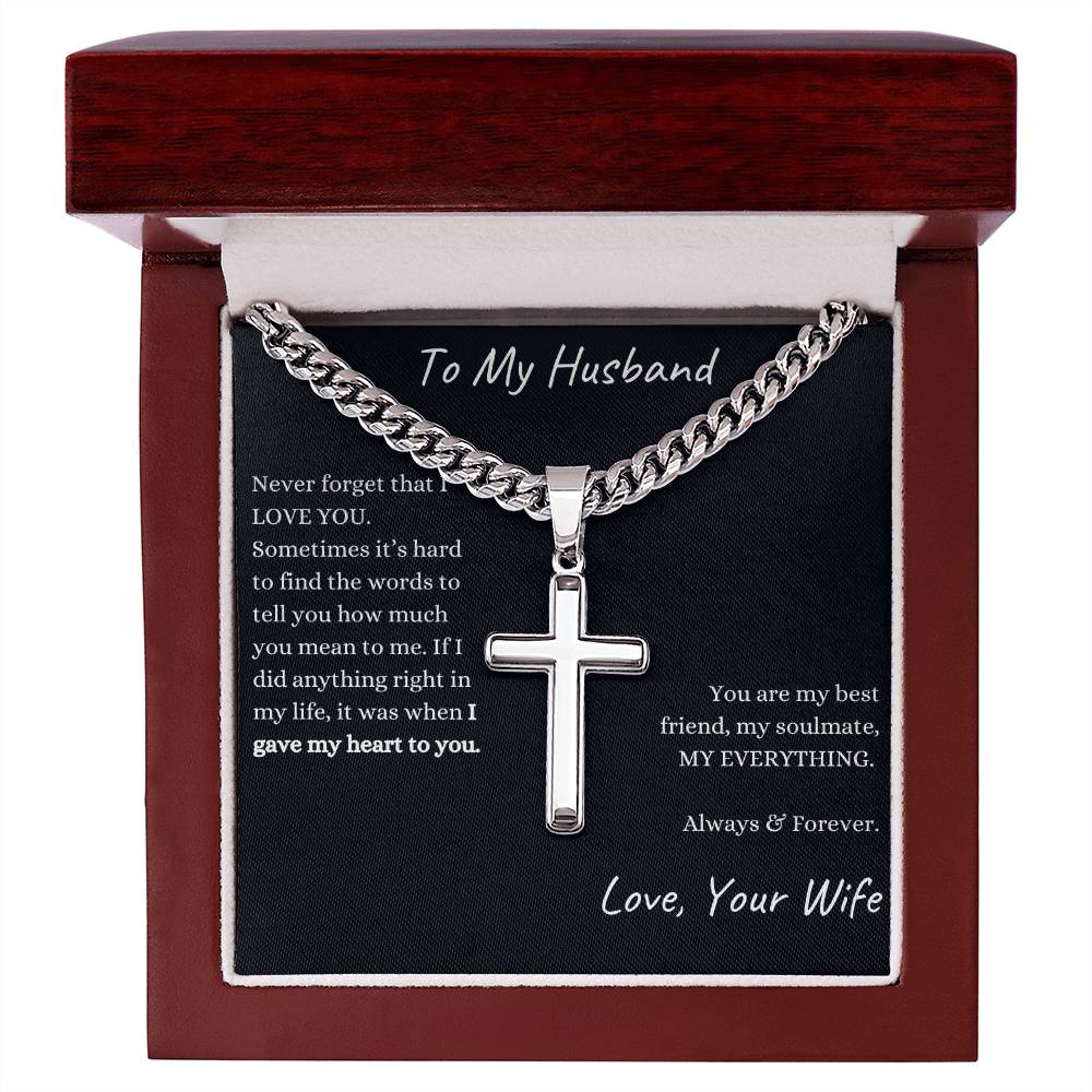 To My Husband | You Are My Best Friend | Cuban Link Chain With Cross Necklace