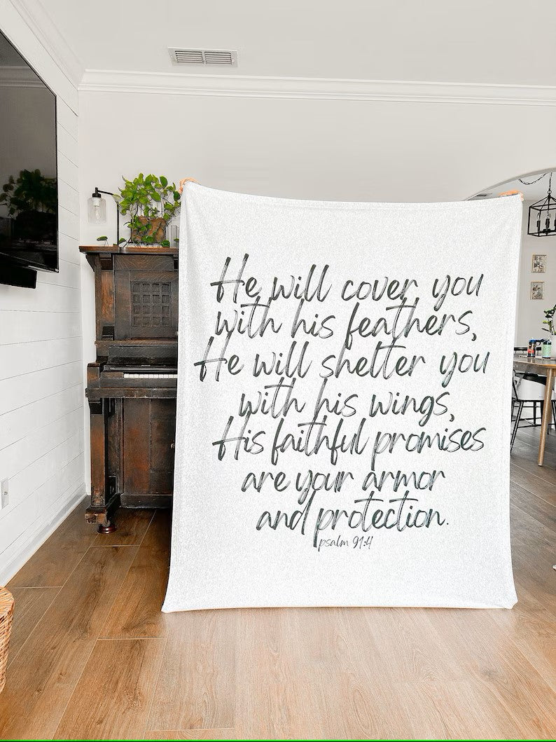 Psalm 91 Blanket | Comfort Gift for Tough Times & Christmas Cheer