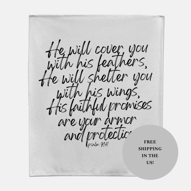 Psalm 91 Blanket | Comfort Gift for Tough Times & Christmas Cheer