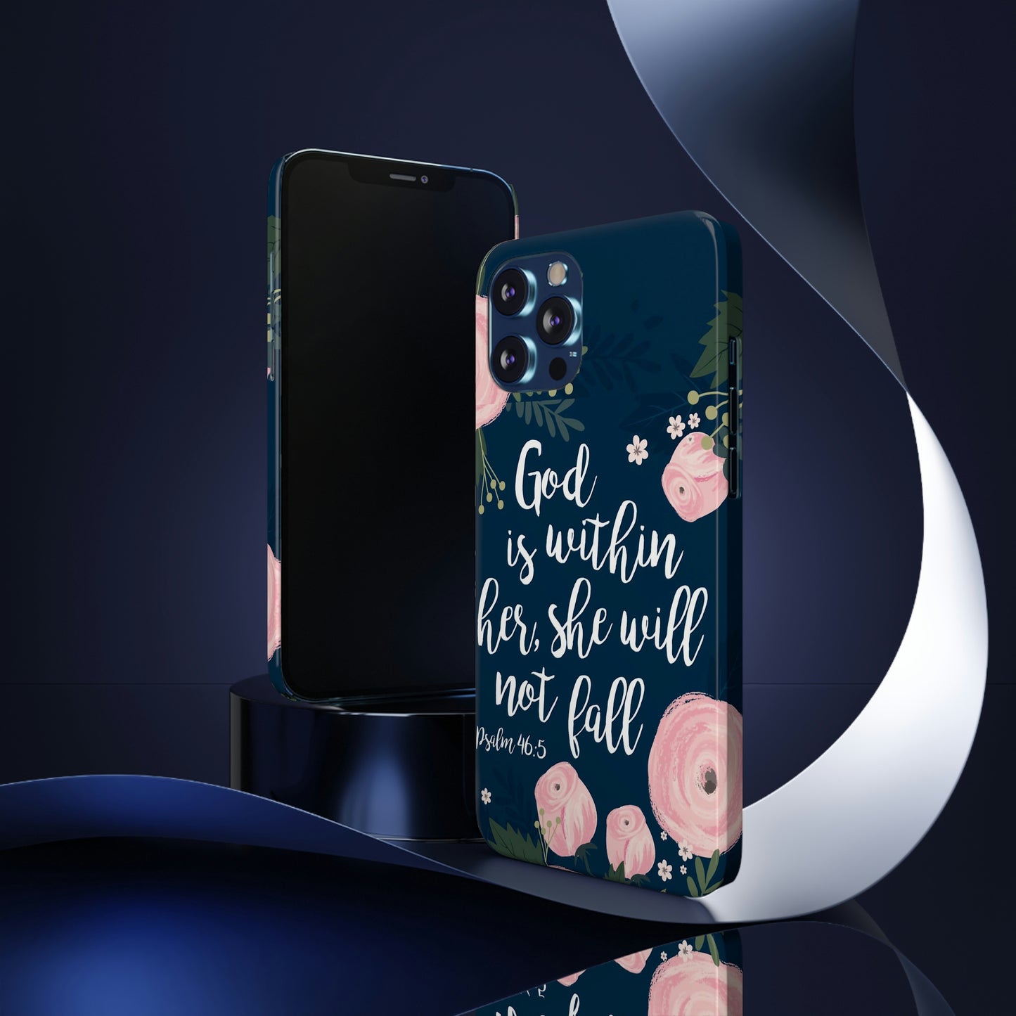 God Is With Her She Will Not Fall Phone Case, Christian Phone Cases