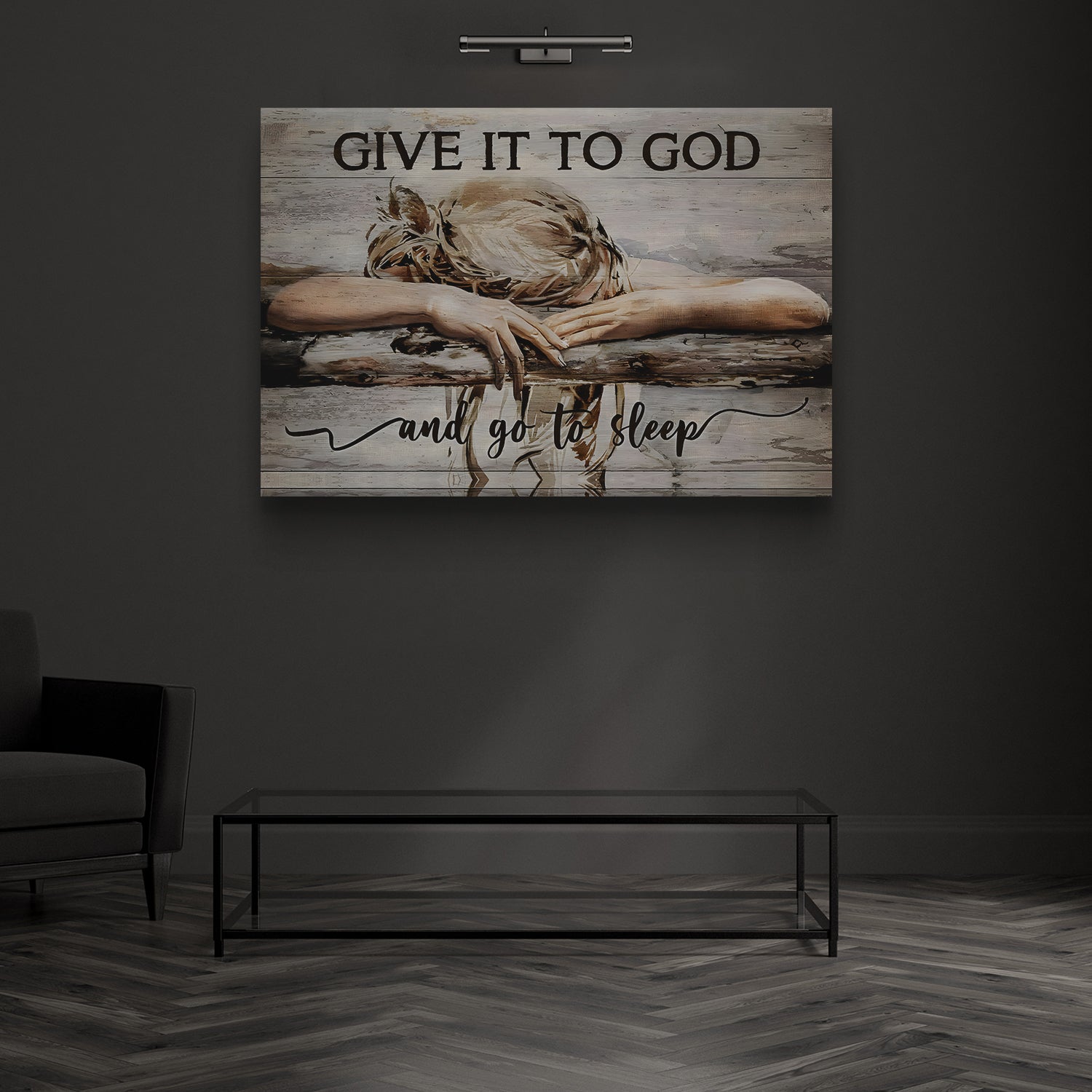Give It To God And Go To Sleep, Sleeping Girl Sign II - Jesus Landscape Canvas Prints, Christian Wall Art