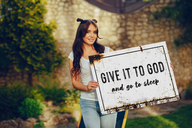 Give It To God And Go To Sleep Rustic Sign