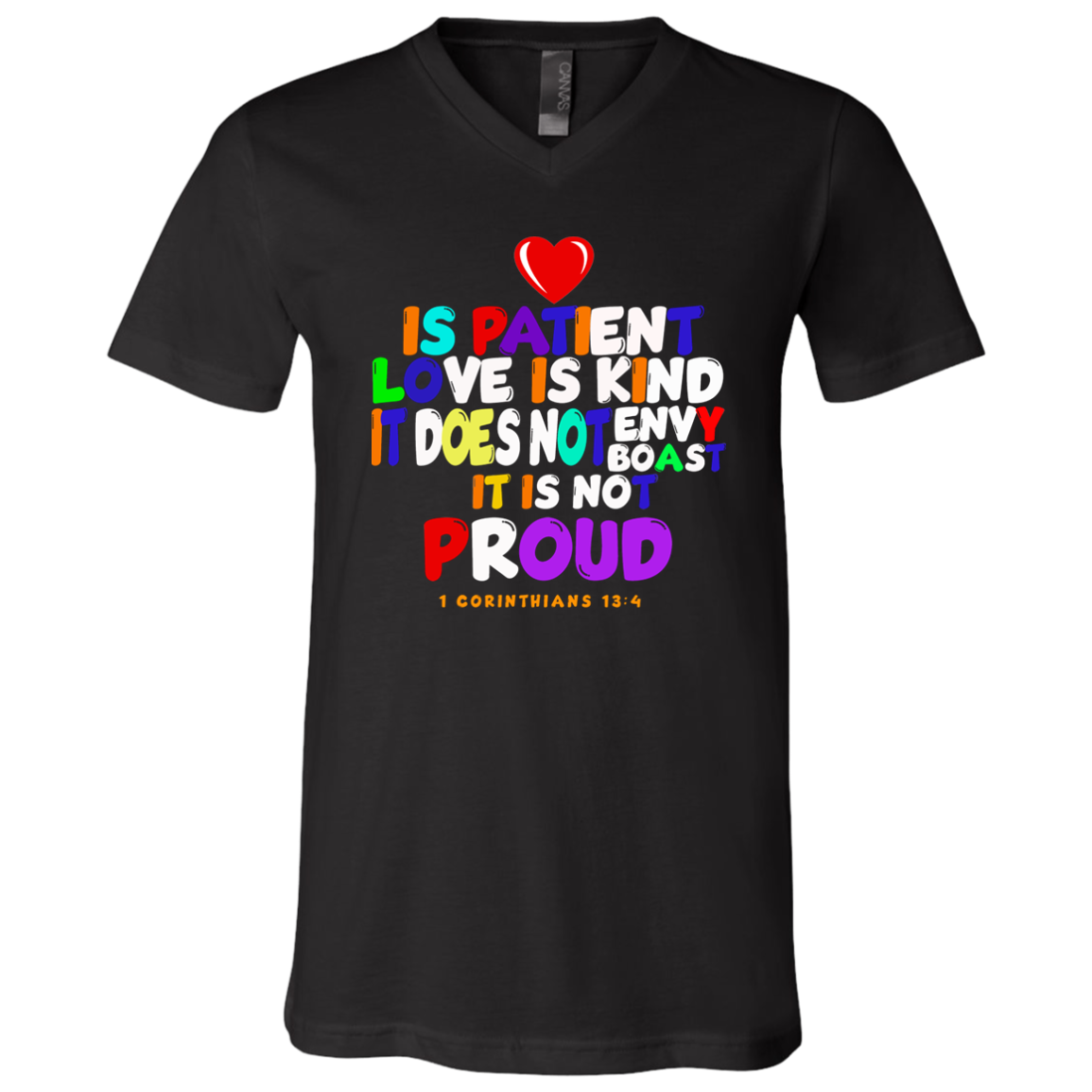 Love Is Patient 1 Corinthians 13:4 V-Neck Tee