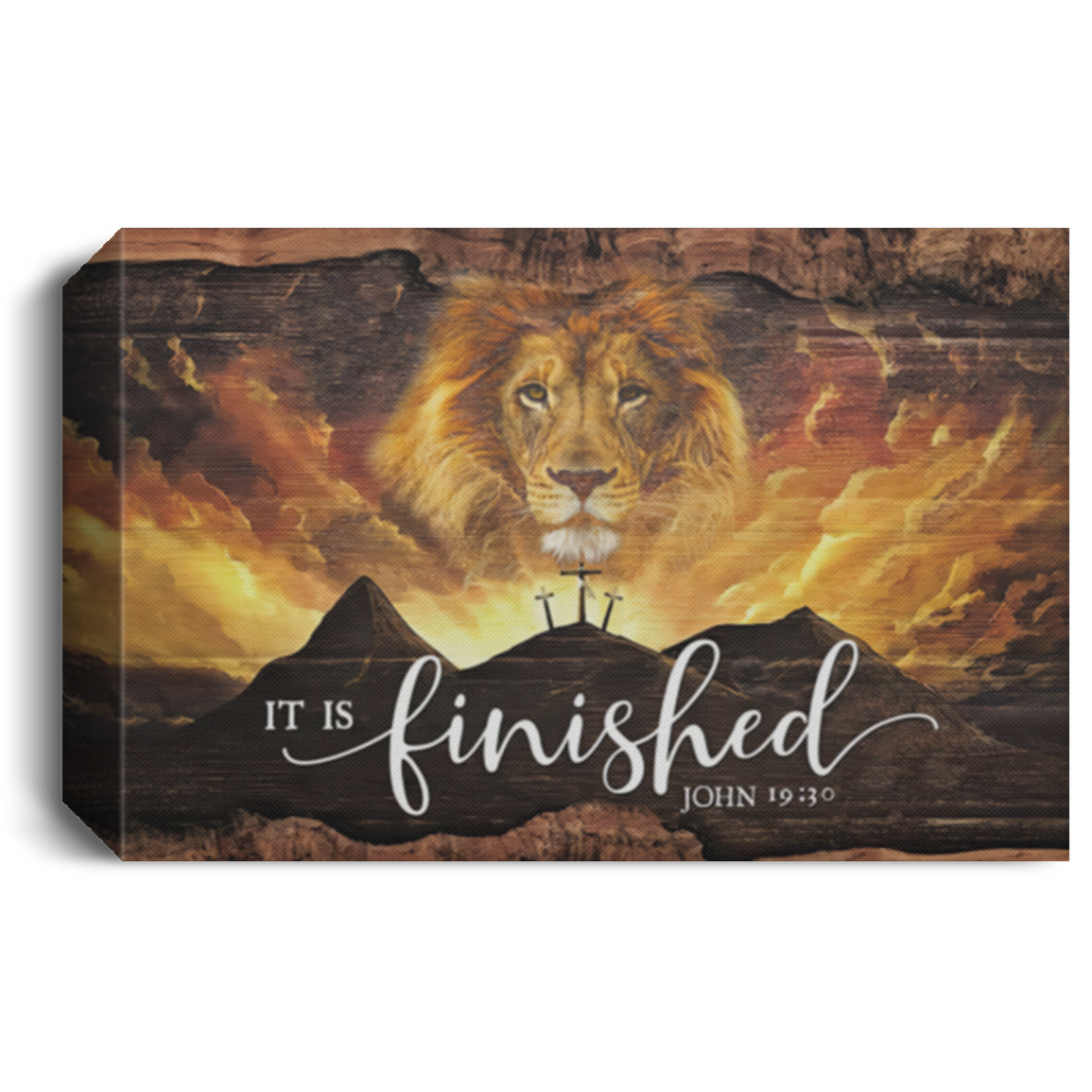 It Is Finished Wall Art, John 19:30 Jesus Lion Wall Art Canvas