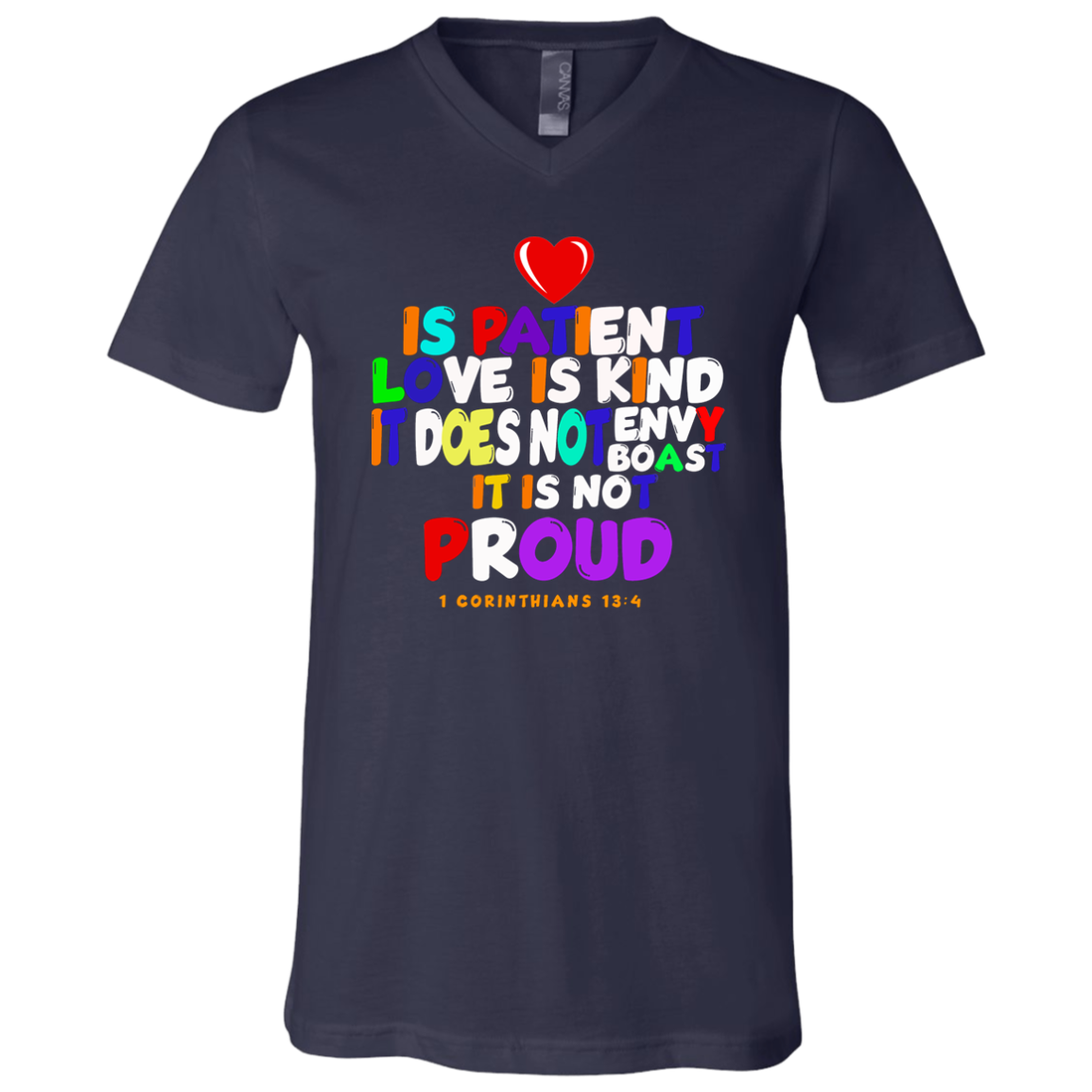 Love Is Patient 1 Corinthians 13:4 V-Neck Tee