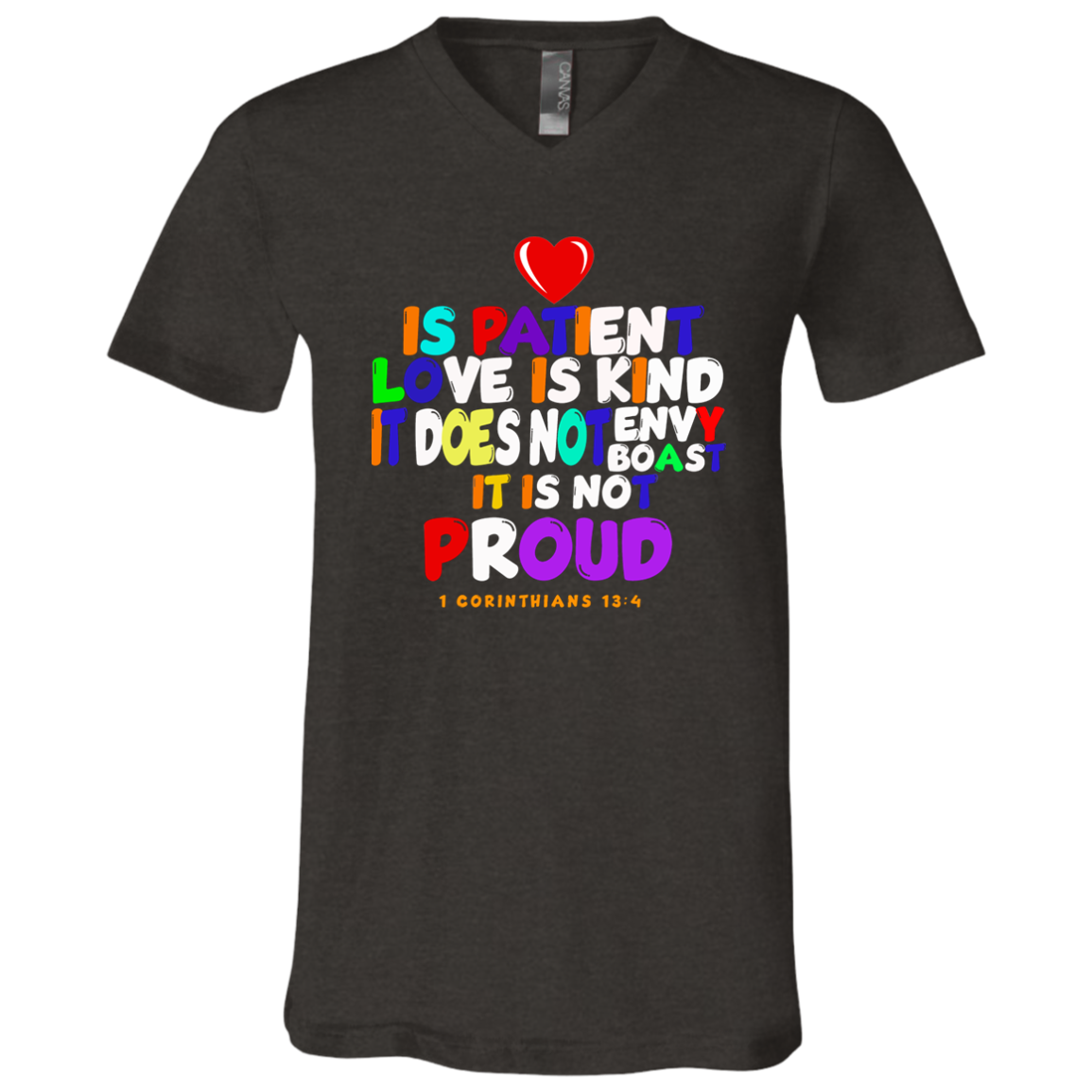 Love Is Patient 1 Corinthians 13:4 V-Neck Tee