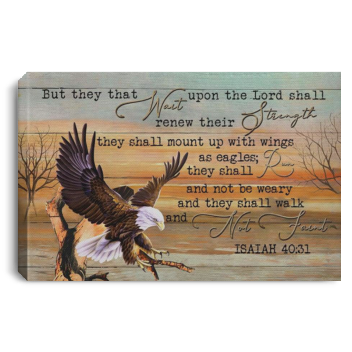 Eagle Wingspan, They That Wait Upon The Lord Isaiah 40:31 Bible Verse Wall Art Canvas Print