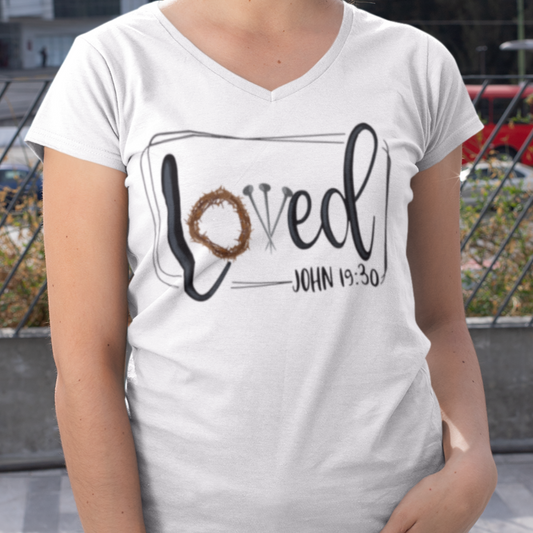 Loved John 19:30 V-Neck Tee