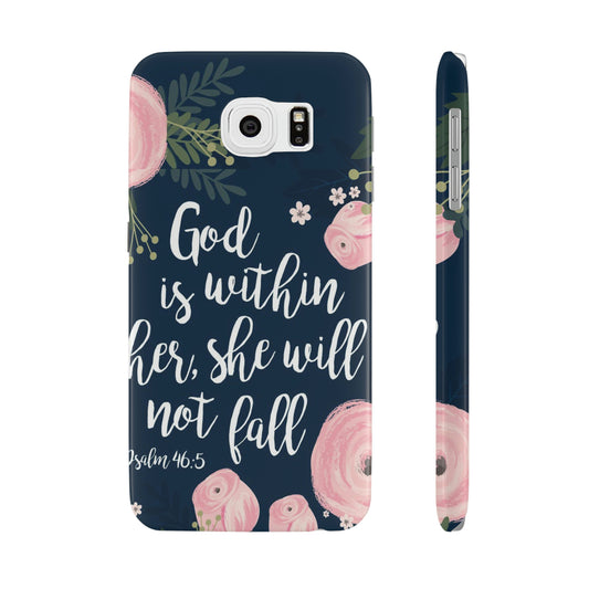 God Is With Her She Will Not Fall Phone Case, Christian Phone Cases